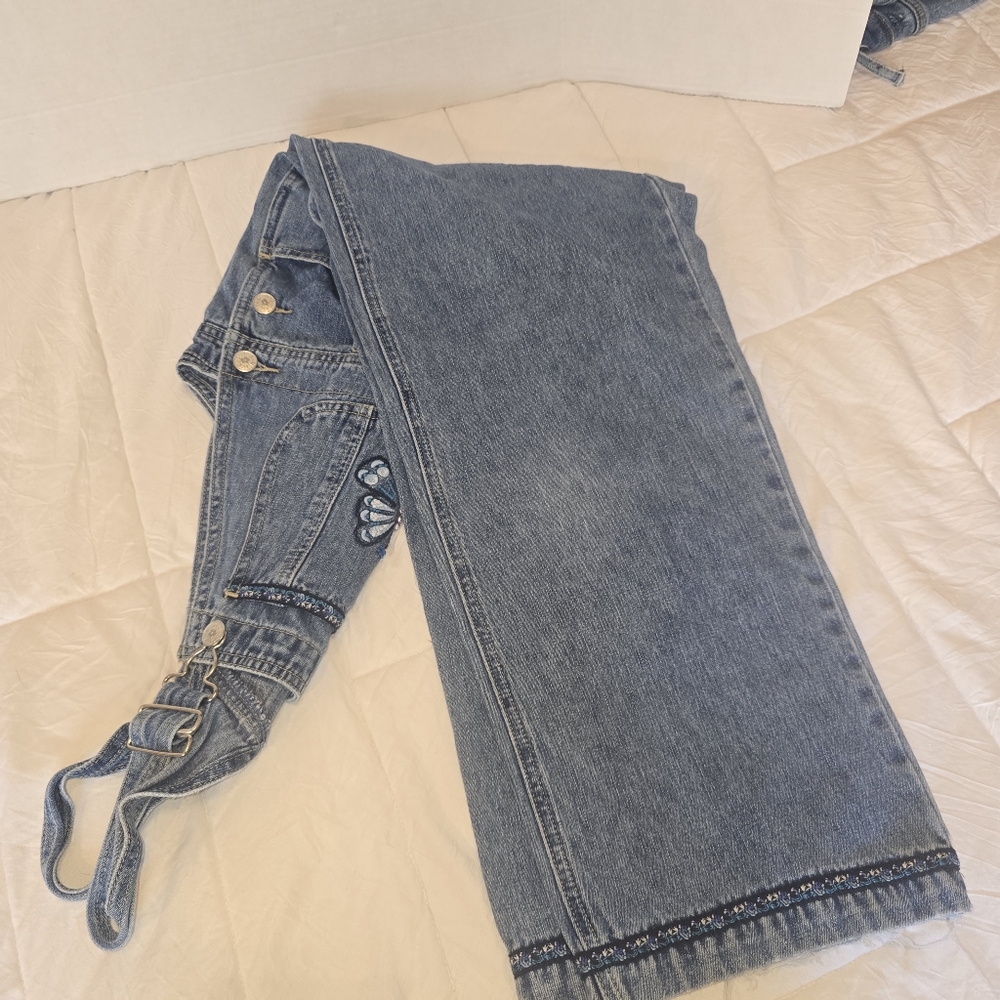 Vintage Limited Too Blue Denim Overalls with Butterfly Embroidery - Picture 4 of 5